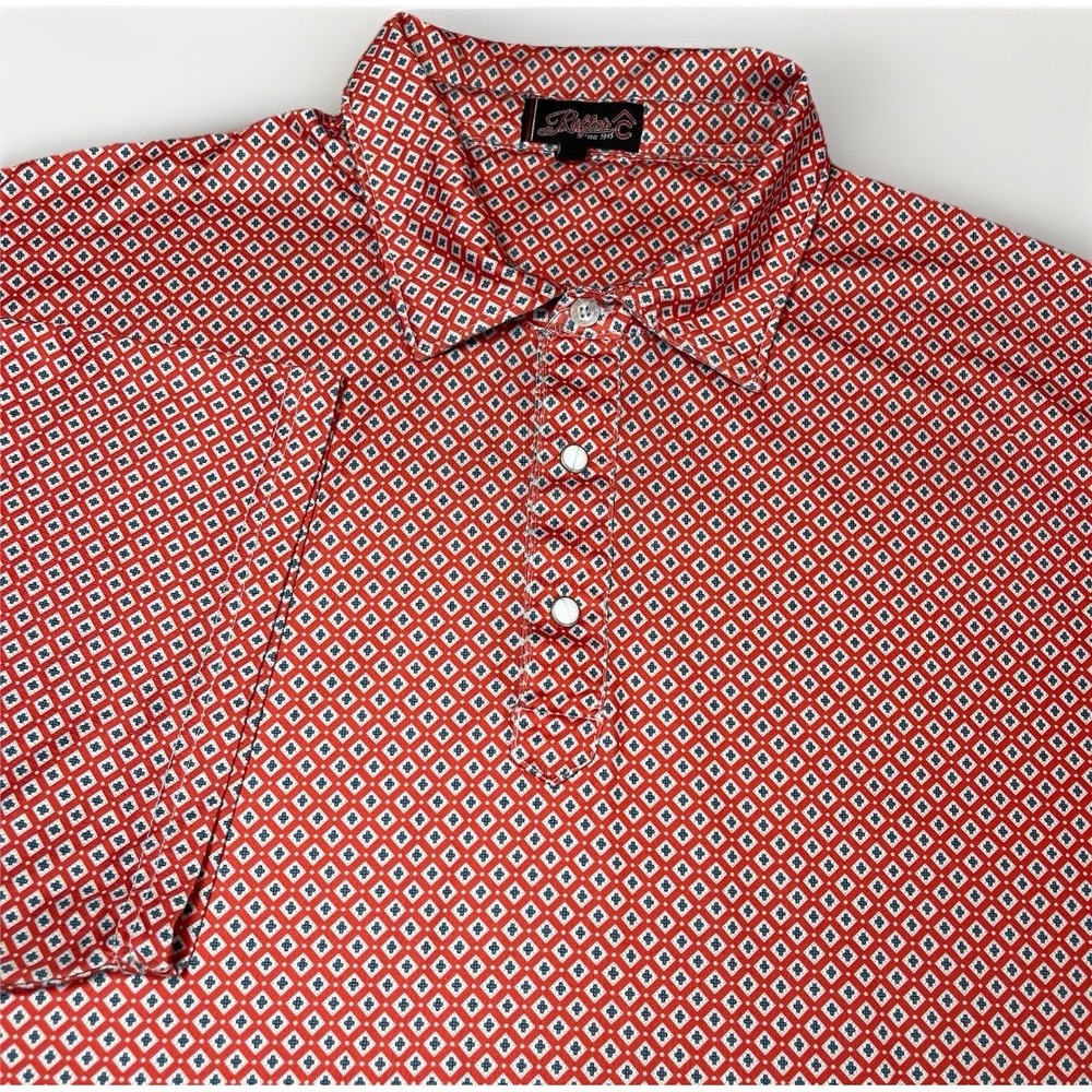 Rafter C Polo Shirt Mens XXL Red Geometric Western Snap Performance Stretch